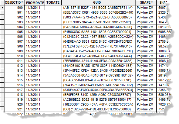 Centerline feature class schema